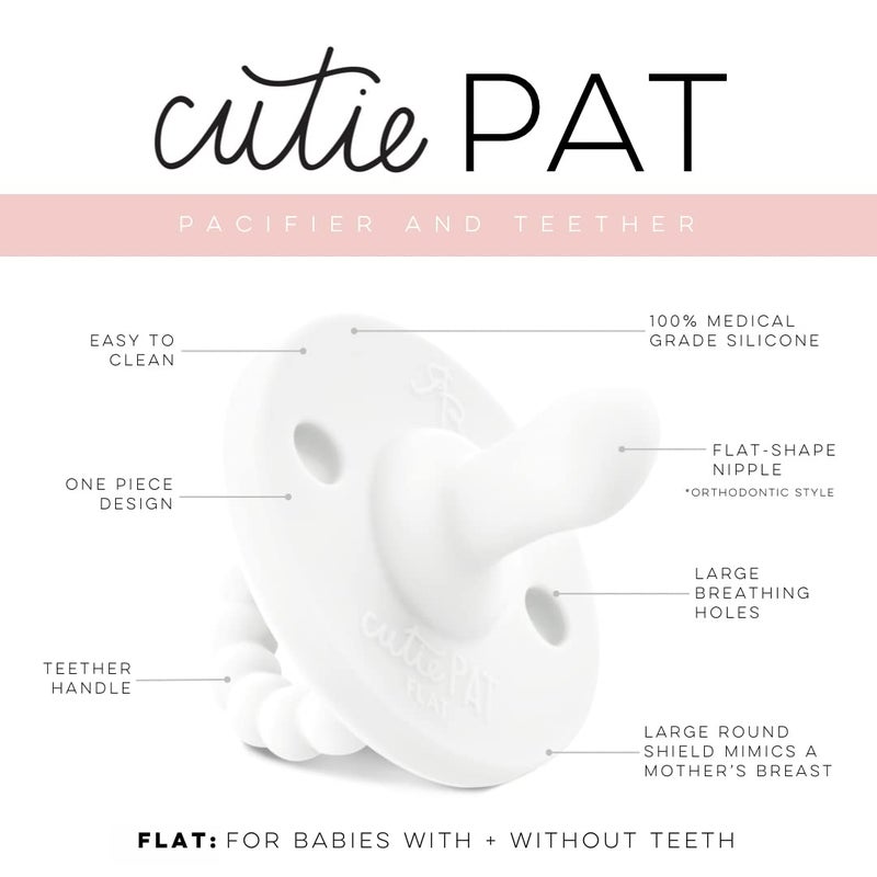 Ryan & Rose Cutie PAT All-in-One Pacifier and Teether Massaging Teething Ring and Hideaway Binky for Growing Babies (Canvas (3 Pack), Flat) - Image 2
